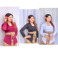 MERAH Modern Balinese Kebaya Graduation Dress Bet Strait Plain Long Sleeve Muslim Kebaya Bali Stretc