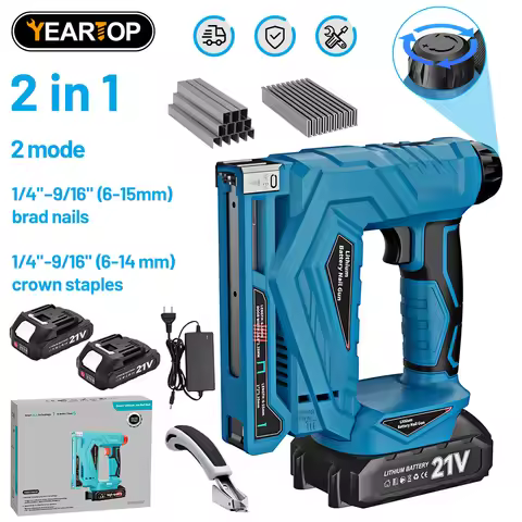 YEARTOP Mini 2in1 Electric Nailer Stapler Gun Nail Gun Cordless Stapler Framing Nailer Tacker Power