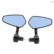 Pair of Motorcycle End Bar Rearview Mirror Universal 7/8" Handle Bar 360°Swivel &amp; Angle Adjustable Side View Mirrors  MOTO-4.22