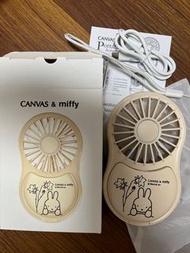 Canvas & Miffy USB手提三段電風扇，可座枱及有燈鏡（13cm長、7.5cm闊、2cm厚）