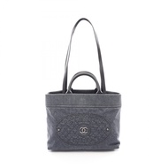 【二手】香奈兒 (Chanel) Coco Mark 2WAY 手提包 A93373 牛仔藍/黑色牛仔皮革 2-way Tote 女士二手 A