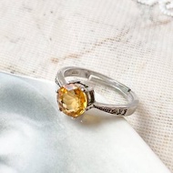 黃水晶戒指925純銀裸石寶石輕珠寶半寶石