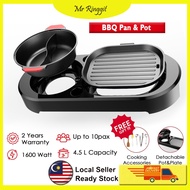 Mr Ringgit Barbeque BBQ Steamboat Pot Grill Plate Detachable Electric (1600W)