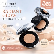 【100% Authentic】TIMEPHORIA Cushion Foundation Full Coverage | 24-Hour Wear & Oil Control | Matte Fla