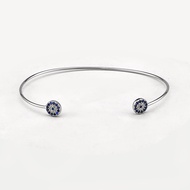กำไลเงินแท้ S925 ลาย Evil Eye ประดับเพชร CZ เปิดปลาย (Open Cuff Evil Eye Bangle)