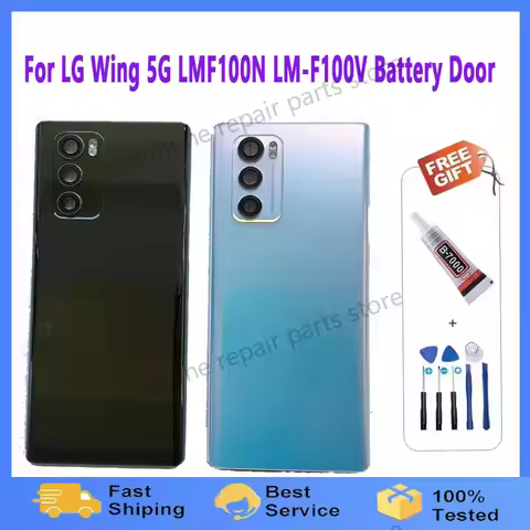 Glass Battery Cover For LG Wing 5G LMF100N LM-F100V Battery Door Back Housing Cover Repair Parts Wit