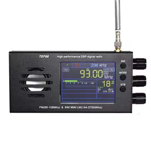 Y45A-3.2 Inch LCD Screen TEF6686 DSP Digital Radio Receiver FM(65-108Mhz)&SW/MW/LW(144-27000Khz) wit