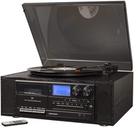 Crosley CR7010A-BK Ridgemont 3-Speed Turntable with Bluetooth, AM/FM Radio, CD Player, Cassette Deck