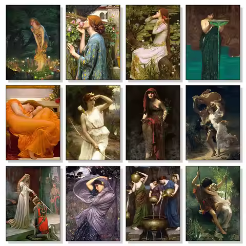 Pre-Raphaelite Woman Portrait Poster Lady Godiva Midsummer Eve Canvas Painting Vintage Wall Art HD P