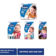 Drypers WeeWee Dry S82/M74/L62/XL50/XXL40/NB64（1pcs/1bag)