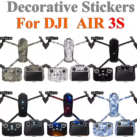 Decorative Stickers For DJI AIR 3S Body Protective Film PVC Waterproof Skin Colorful Covering For DJ