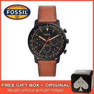 [100% READY STOCK] Fossil FS5501 Goodwin Chronograph Black Dial Brown Leather Men Watch Watches Jam Tangan Lelaki