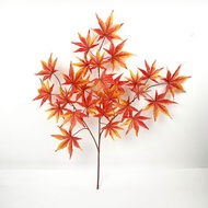 Single Piece Simulation Red Green Maple Leaf Fake Maple Leaf Feel Plastic Maple Leaf Garden Big Tree