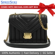 Michael Kors Handbag In Gift Box Whitney Medium Flap Chain Shoulder Black # 35R4GWHL6U