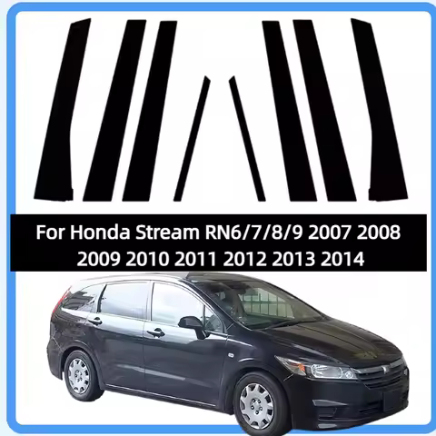 Fit For Honda Stream RN6/7/8/9 2007 2008 2009 2010 2011 2012 2013 2014 Glossy Black Pillar Posts Doo