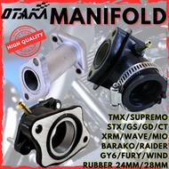 MANIFOLD FOR TMX/BARAKO/GS/RAIDER/CT/GY6/WAVE/XRM/MIO/WIND/STX/FURY/GD/RUBBER 24mm/28mm OTAKA JAPAN