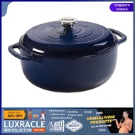 [sg stock] Lodge Enameled Cast Iron Dutch Oven, Indigo, 6 Quart