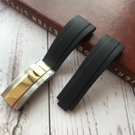 Suitable for Rolex Watch Strap Flat Mouth Original Rubber Silicone Black Green Blue Water Ghost Brac