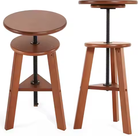 Adjustable Drafting Stool for Artists & Adults, 19"-26" Height Solid Beech Wood Art Stool for Studio