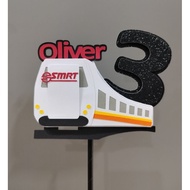 Custom Name Age SG MRT Lovers Cake Topper. Train Party Decorations