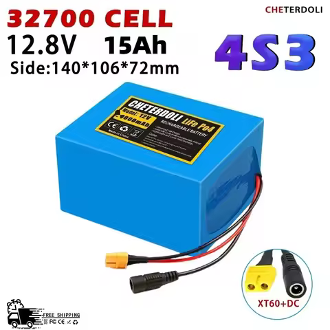 32700 Lifepo4 Battery 12V Battery Pack 5000mAh 4S3P Built-in 40A Balanced BMS for Electric Boat and 