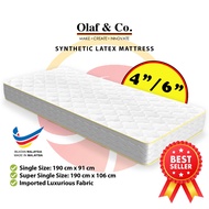 Synthetic Latex Mattress Single / Tilam Bujang Latex 4''inch - High Quality Imported Luxurious Fabri
