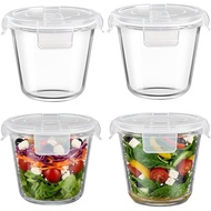 23 Oz Round Glass Food Storage Container, 3 Cup Round Glass Soup Container with Airtight Lids BPA fr