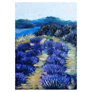 Lavender Fields 繪畫 Oil Landscape Original Art 油畫原作 Meadow Artwork