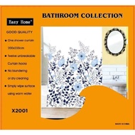 200x200Cm Waterproof PEVA Shower Curtain Complete with Hooks - x2001 - MG