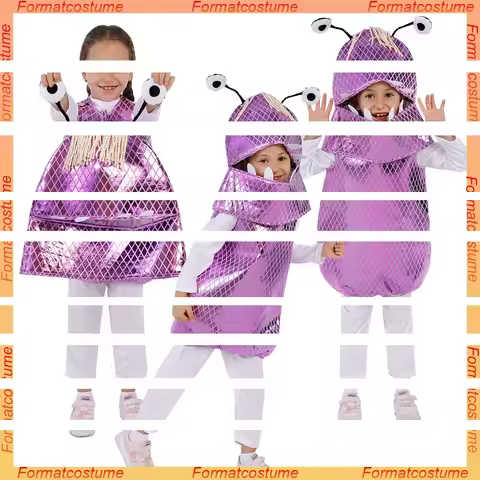 Boo Cosplay Purple Overalls Hat Costume Monster 2025 Movie Inc Roleplay Clothing Tops Headwear Hallo