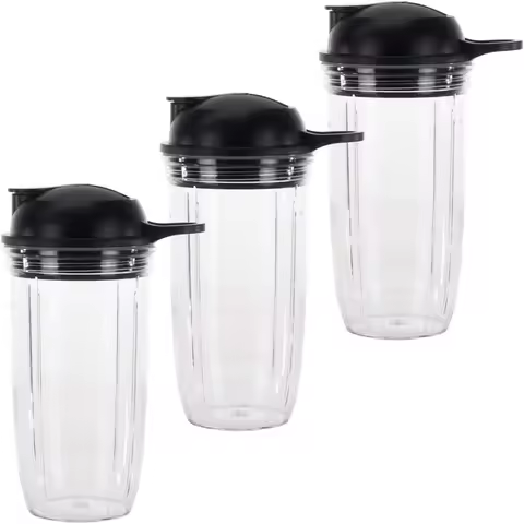 3 Pack 24 oz Cup and To-Go Lid Replacement Parts Compatible with NutriBullet Pro 1000 Blender