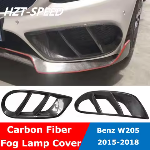 One Set Carbon Fiber Fog Lamp Rim Cover For Mercedes-Benz W205 C Class C200 C260 C300 Modify C63 AMG