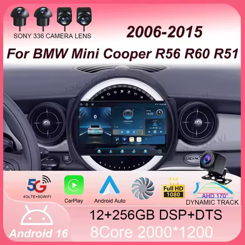 Android 16 For BMW Mini Cooper R56 R60 R51 2006 - 2015 GPS Carplay Navigation Stereo Car Radio Auto 