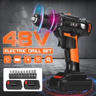 48V Electric Cordless Drill Rechargeable Driver Screwdriver +Battery &amp; Screw Set