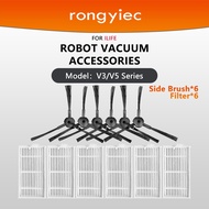 rongyiec Replacement Filter or HEPA，Side Brush For ILIFE Robot Vacuum Cleaner V3,V3x,V3S,V3L,V3plus,