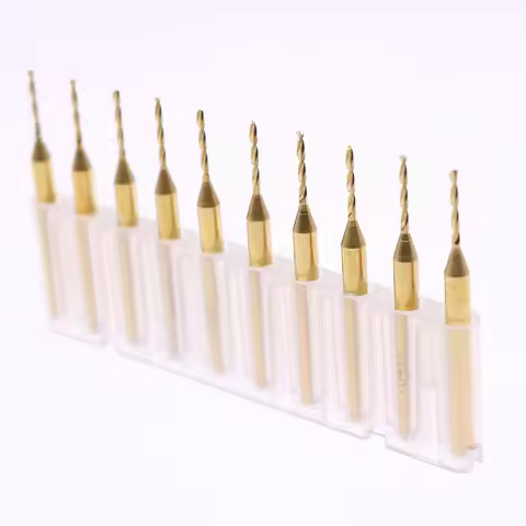 10pcs 0.3-2.0mm Titanium Nitride Print Circuit Board Drill Bits, Carbide Micro Drill Bits, CNC PCB T