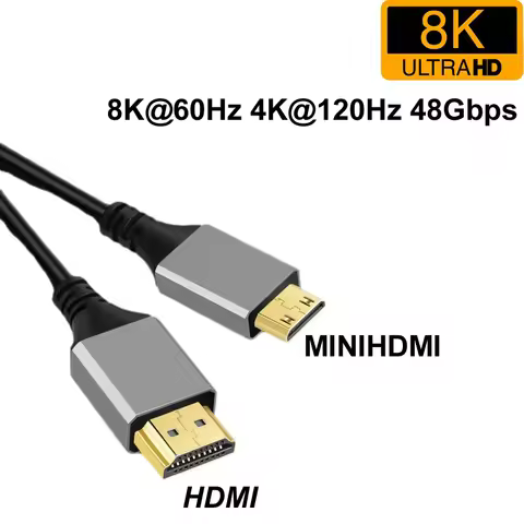 1m/2m/3m/5m MINIHDMI MINI HDMI-Compatible V2.1 Cable 8K@60Hz 4K@120Hz 48Gbps Ultra HDR For Laptop Pr