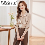 RYRYSTYLE French Chiffon Shirt for Womens Spring and Autumn New Design Sense Small and Versatile Sty