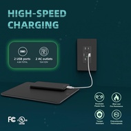 Black 4.8A USB Charging Power Outlet, 15 Amp Duplex Tamper Resistant Receptacle, Electrical Socket w