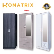 HOMATRIX 2 Door Wardrobe Storage Cabinet With Mirror Almari Baju Cermin (2.5x6ft) HM2328 HM2325