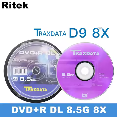 1/2/10PCS Ritek DVD+R DL 8.5GB 240min 8x Speed Blank Disc Traxdata Recordable Double Layer Data & Mu