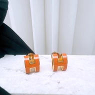 Hermes 大pop h耳環 橙金