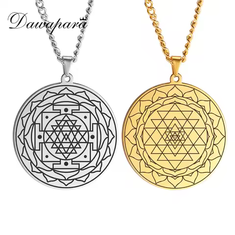 Dawapara Sri Yantra Mandala Sacred Geometry Pendant Necklace Chakra Energy Necklace Meditation Spiri