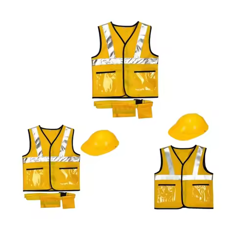 Construction Worker Costume for Kids Belt Construction Hat and Costume Vest Kid Builder Career Outfi