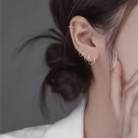 Sterling Silver Hoop Earrings (Women Men Girls), Hypoallergenic Cartilage Earrings, Endless Small Ho