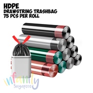 HDPE Drawstring Trash Bag (75pcs/Roll) / 45 x 50cm / Garbage Bag / Rubbish Bag / Trash Bag