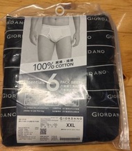 Giordano XXL 男裝內褲 (1 包 6 條全黑)