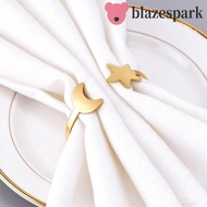 BLAZESPARK 6PCS Moon Napkin Rings, Gold/Silver Metal Star Napkin Buckle, Party Supplies Modern Minim