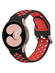矽膠腕帶兼容三星Galaxy Watch 6/5/4/6 4 Classic 40毫米44毫米42毫米46毫米43毫米47毫米，透氣替換腕帶/Galaxy Watch 5 Pro 45毫米，黑紅色