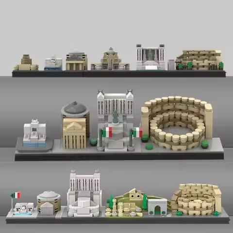 MOC Creative City Landmark Architecture Rome Skyline Scene Building Blocks Assembly Model Children's